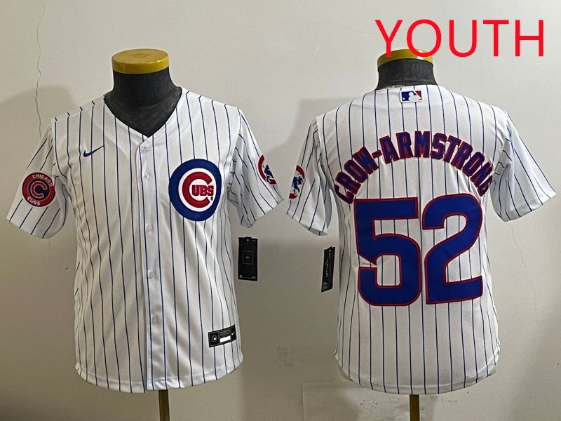 Youth 2025 Chicago Cubs #52 Crow-Armstrong White Stripe Game Nike MLB Jersey style 5->youth mlb jersey->Youth Jersey